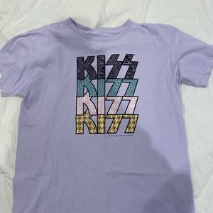 purple graphic tee shirt